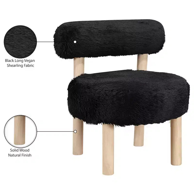 Meridian Furniture Ambre Vegan Shearling Fabric Chair