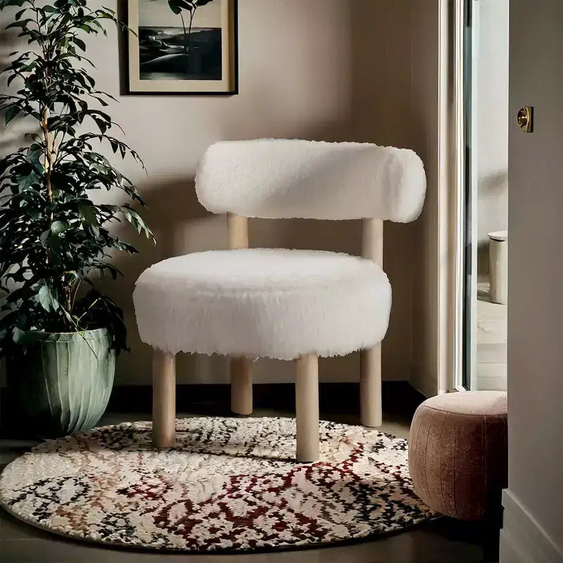 Meridian Furniture Ambre Vegan Shearling Fabric Chair