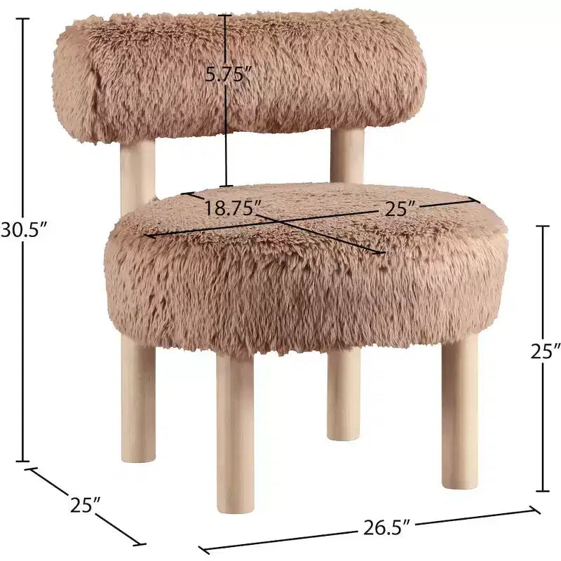 Meridian Furniture Ambre Vegan Shearling Fabric Chair