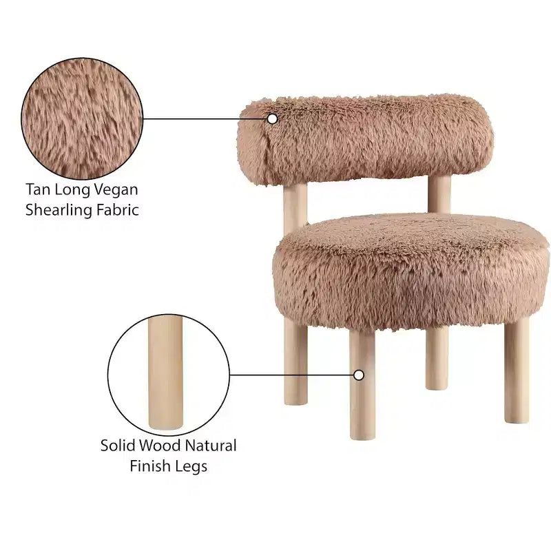 Meridian Furniture Ambre Vegan Shearling Fabric Chair