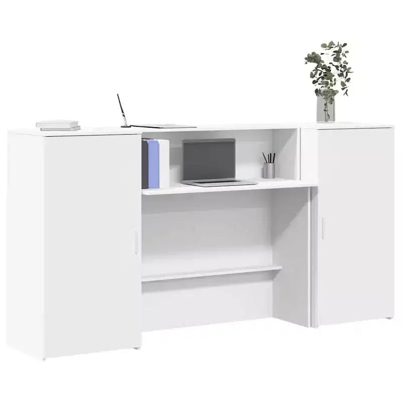 vidaXL Reception Desk White Engineered Wood 78.7 in x 19.7 in x 40.7 in
