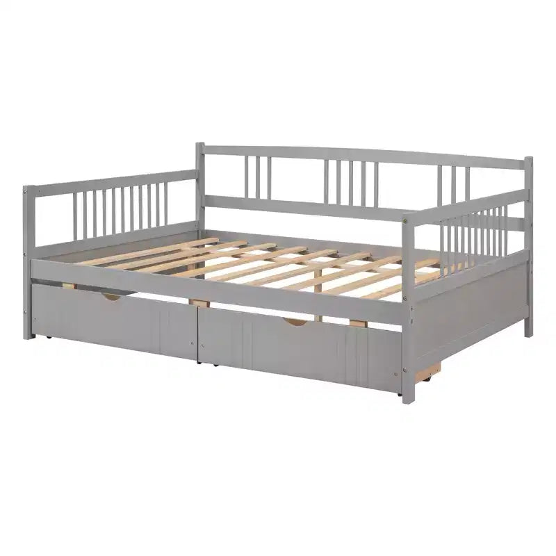 Luxystar Modern Full Size Wood Daybed Bed with 2 Drawers for Living Room and Guest Room,