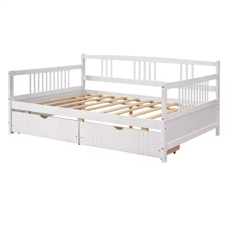 Luxystar Modern Full Size Wood Daybed Bed with 2 Drawers for Living Room and Guest Room,
