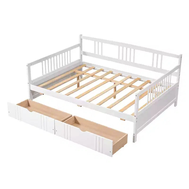Luxystar Modern Full Size Wood Daybed Bed with 2 Drawers for Living Room and Guest Room,