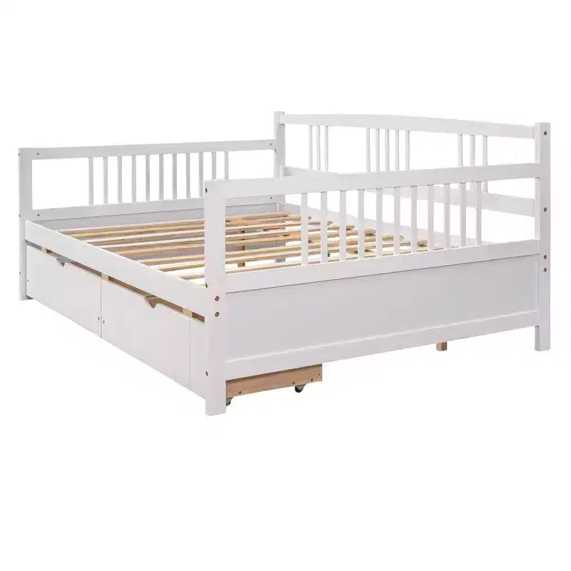 Luxystar Modern Full Size Wood Daybed Bed with 2 Drawers for Living Room and Guest Room,