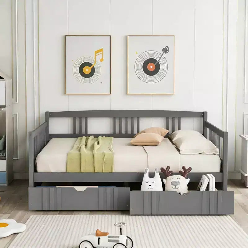 Luxystar Modern Full Size Wood Daybed Bed with 2 Drawers for Living Room and Guest Room,