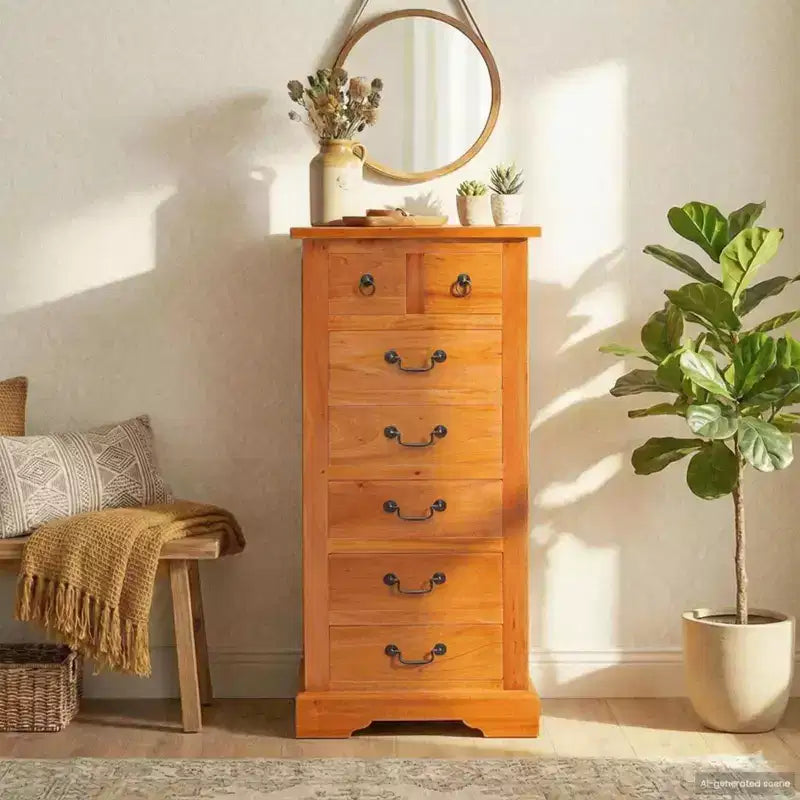 vidaXL Chest of Drawers with Drawer Natural 17.72 x 13.78 x 39.57 in