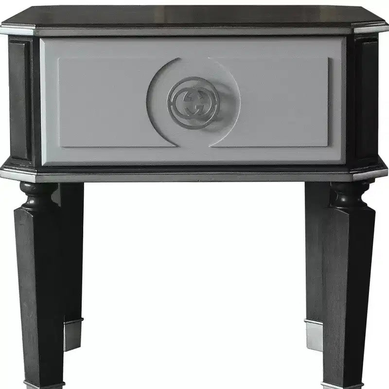 HomeRoots 24 Charcoal And Light Gray Manufactured Wood Square End Table