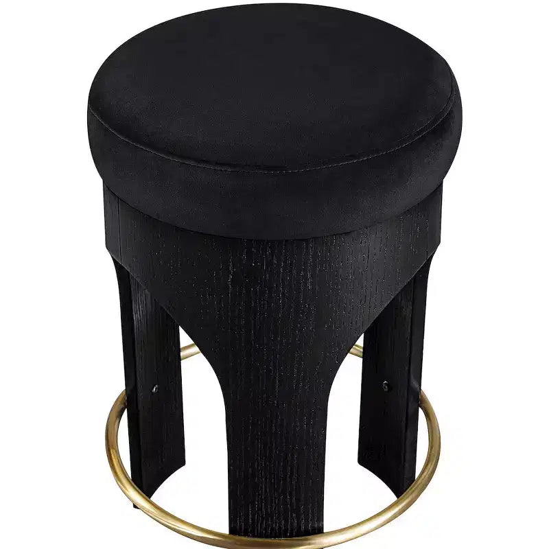 Meridian Furniture Bocceli Black Finish Velvet Upholstered Counter Stool