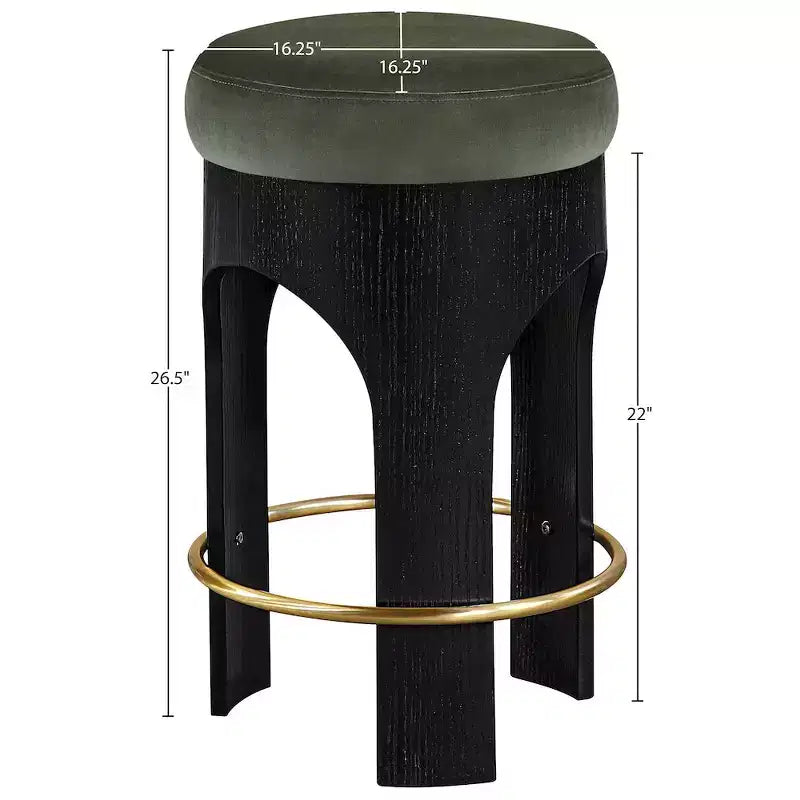 Meridian Furniture Bocceli Black Finish Velvet Upholstered Counter Stool