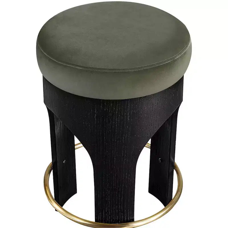 Meridian Furniture Bocceli Black Finish Velvet Upholstered Counter Stool