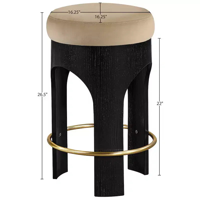 Meridian Furniture Bocceli Black Finish Velvet Upholstered Counter Stool