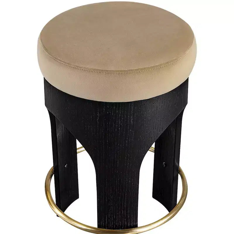 Meridian Furniture Bocceli Black Finish Velvet Upholstered Counter Stool