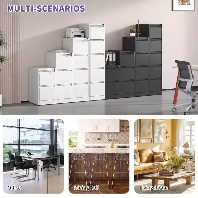 3 Drawer Metal Vertical File Cabinet with Lock Office Home Steel File Cabinet