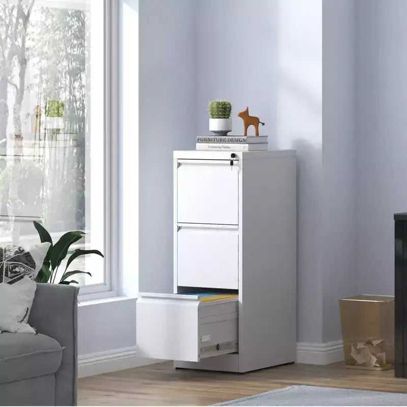 3 Drawer Metal Vertical File Cabinet with Lock Office Home Steel File Cabinet