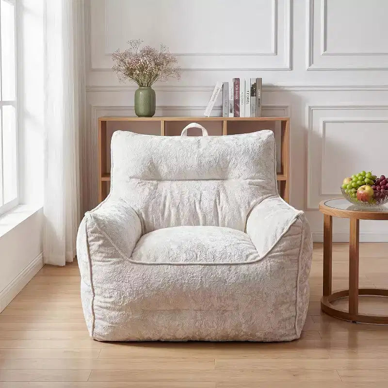 Bean Bag Chair with Back Support, Soft Chenille Lazy Sofa, Shredded Foam Single Lounge for Adults & Kids, for Living Room Bedroom