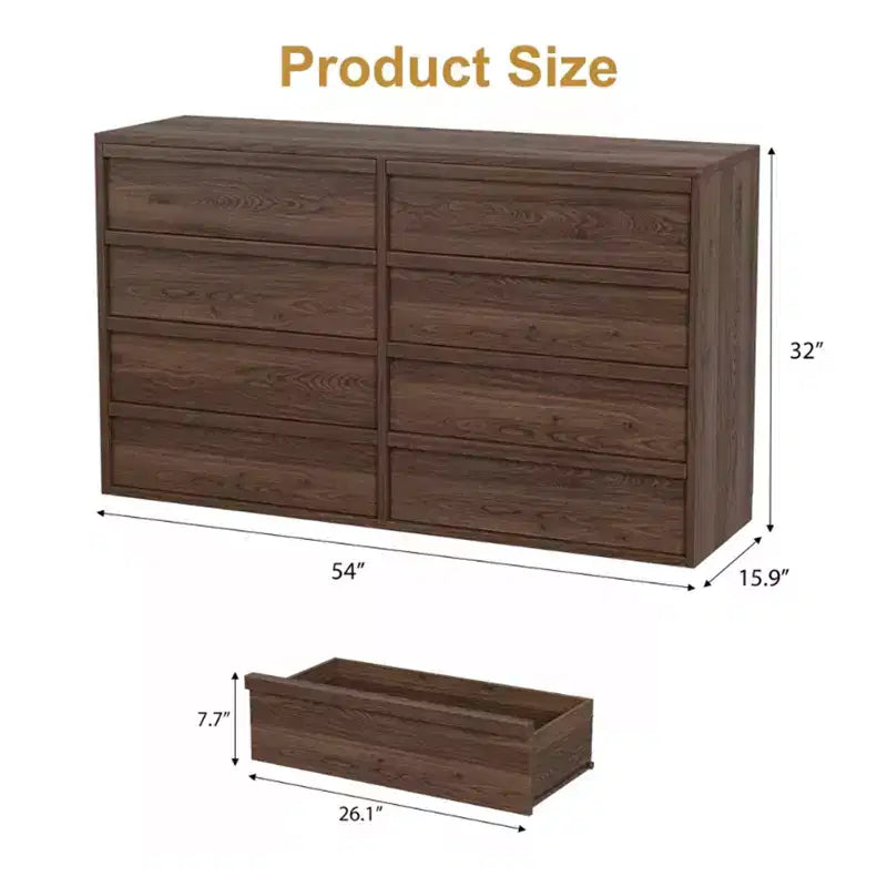 LinTimes 6/8 Drawers Dresser, Wide Modern Chest of Drawers for Bedroom, Living Room, Nursery Closet Organizer