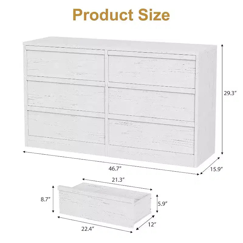 LinTimes 6/8 Drawers Dresser, Wide Modern Chest of Drawers for Bedroom, Living Room, Nursery Closet Organizer