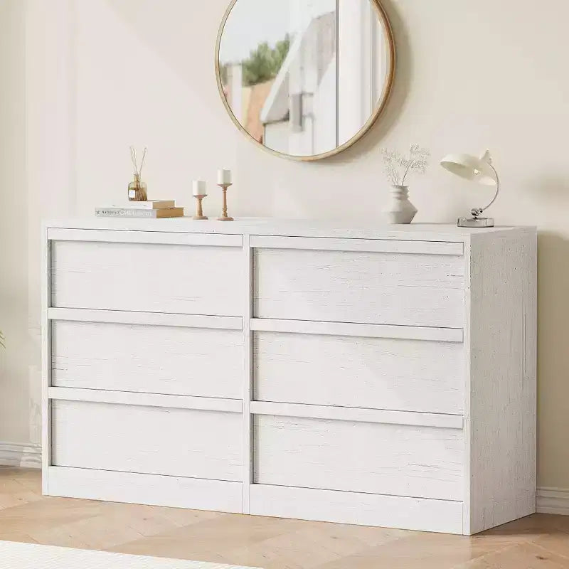 LinTimes 6/8 Drawers Dresser, Wide Modern Chest of Drawers for Bedroom, Living Room, Nursery Closet Organizer
