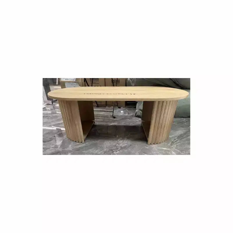 Wave patterned semi-circular coffee table