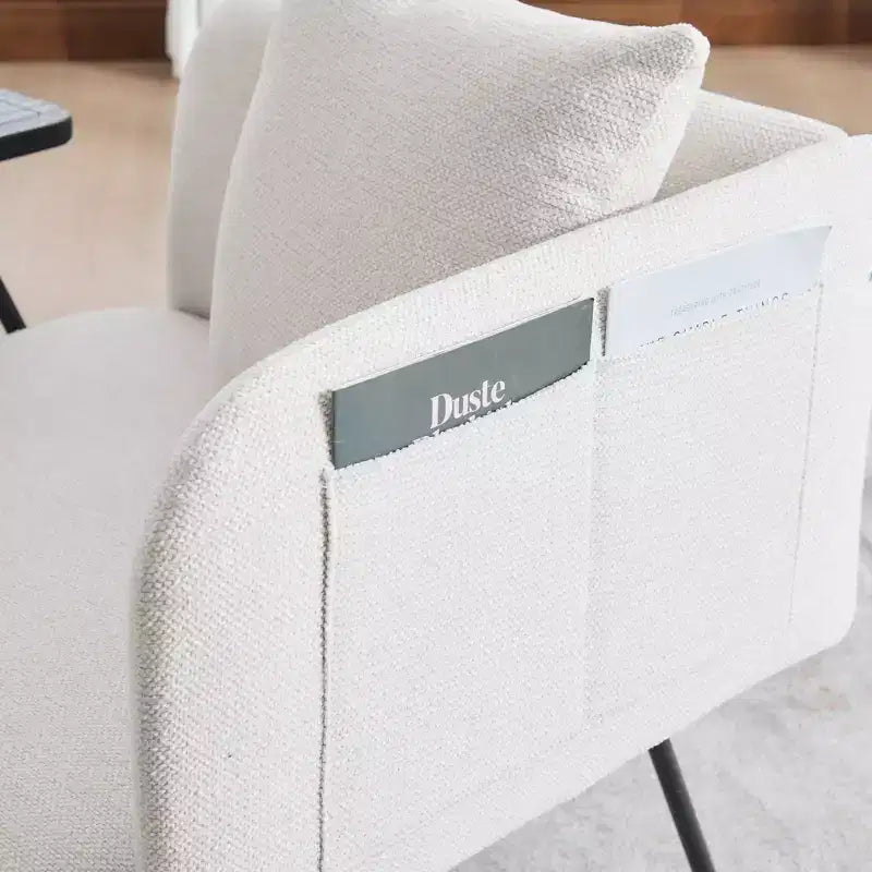 GDFStudio CozyDock Chenille Upholstered Single Sofa with Side Table