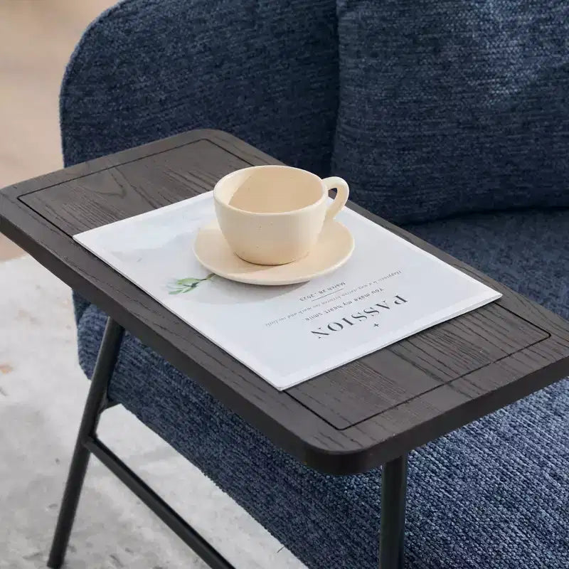 GDFStudio CozyDock Chenille Upholstered Single Sofa with Side Table