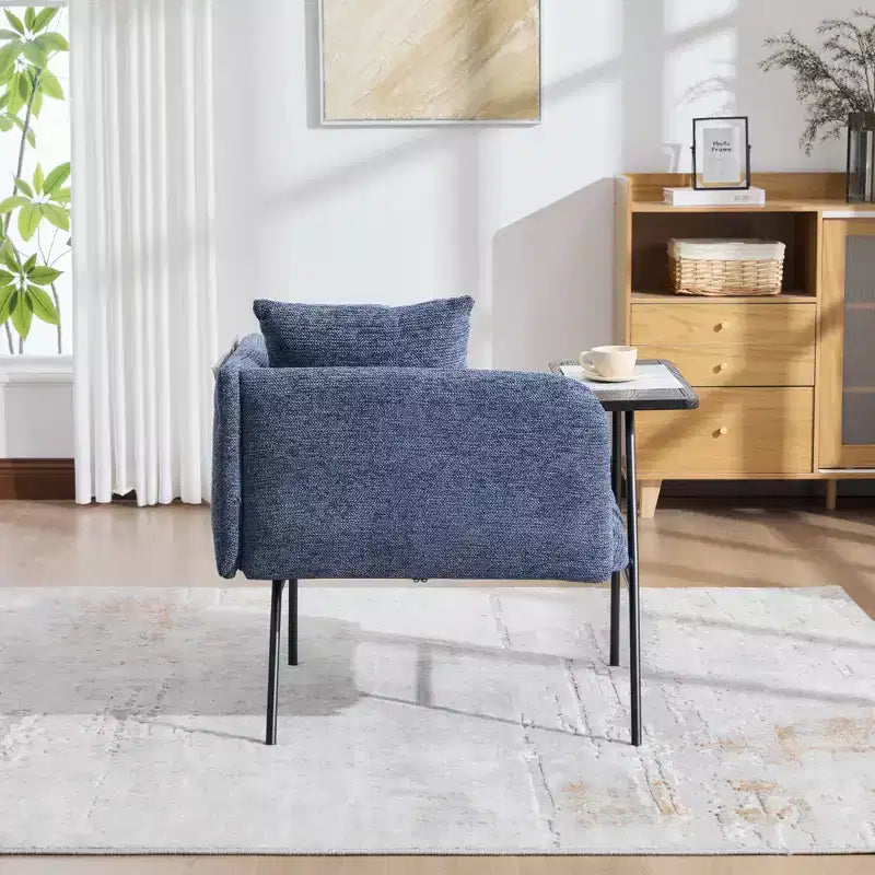 GDFStudio CozyDock Chenille Upholstered Single Sofa with Side Table