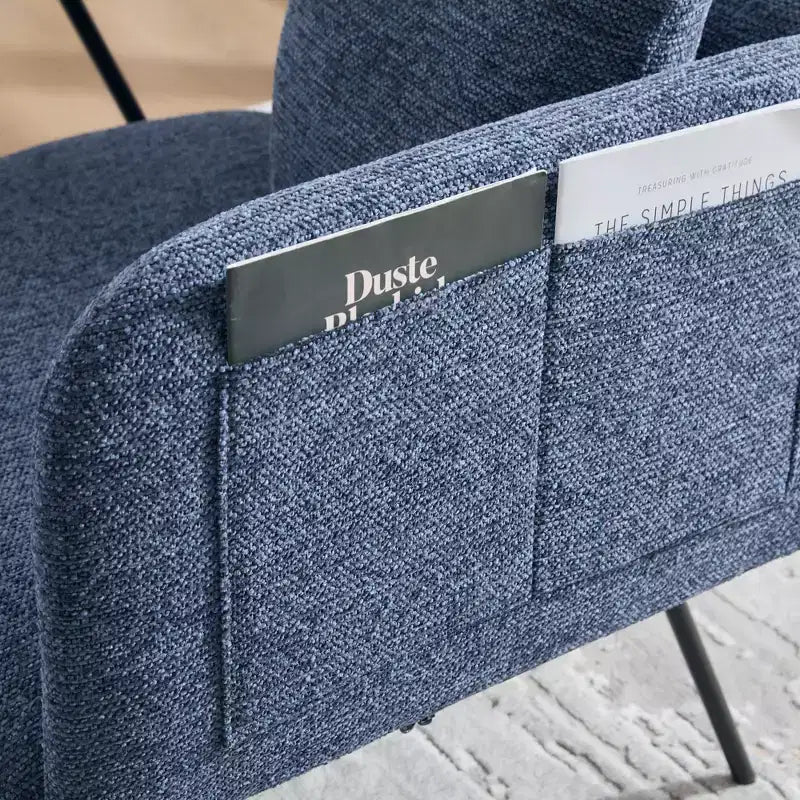 GDFStudio CozyDock Chenille Upholstered Single Sofa with Side Table