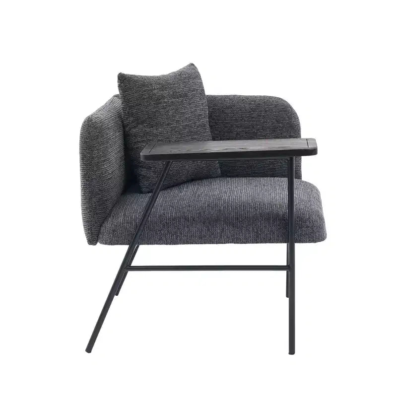 GDFStudio CozyDock Chenille Upholstered Single Sofa with Side Table