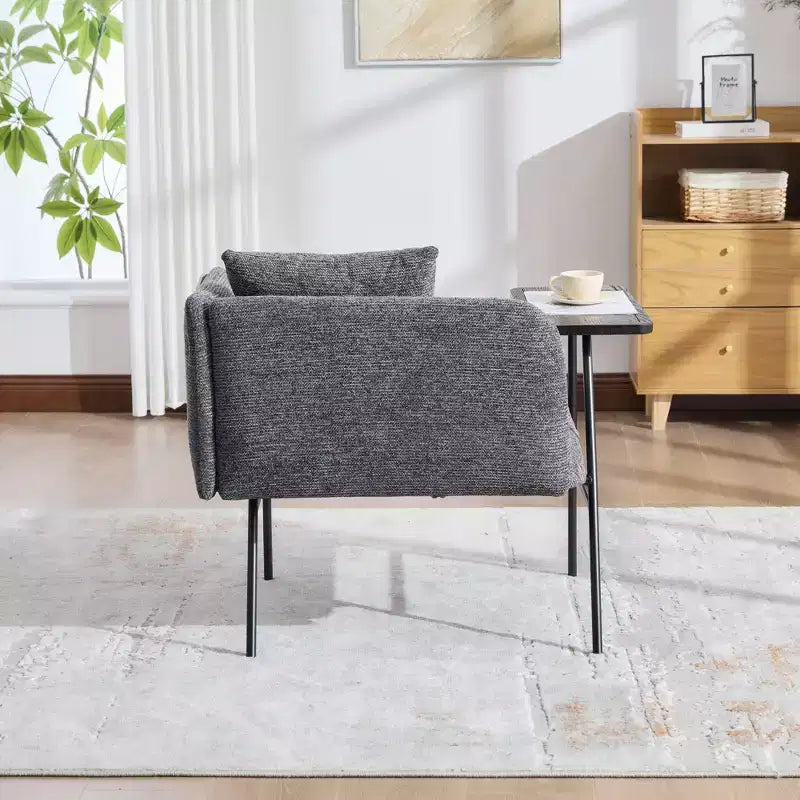 GDFStudio CozyDock Chenille Upholstered Single Sofa with Side Table