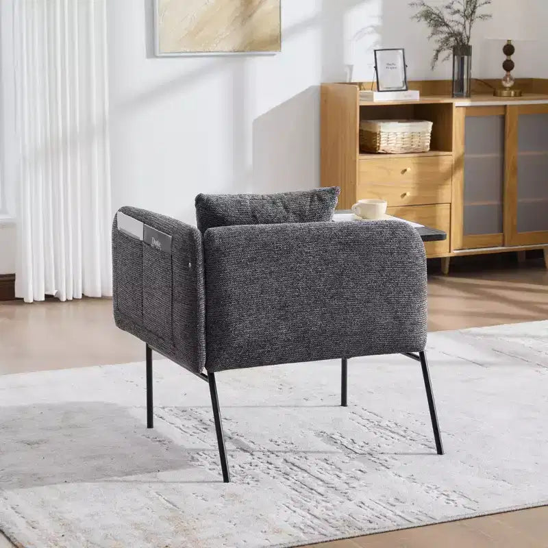 GDFStudio CozyDock Chenille Upholstered Single Sofa with Side Table