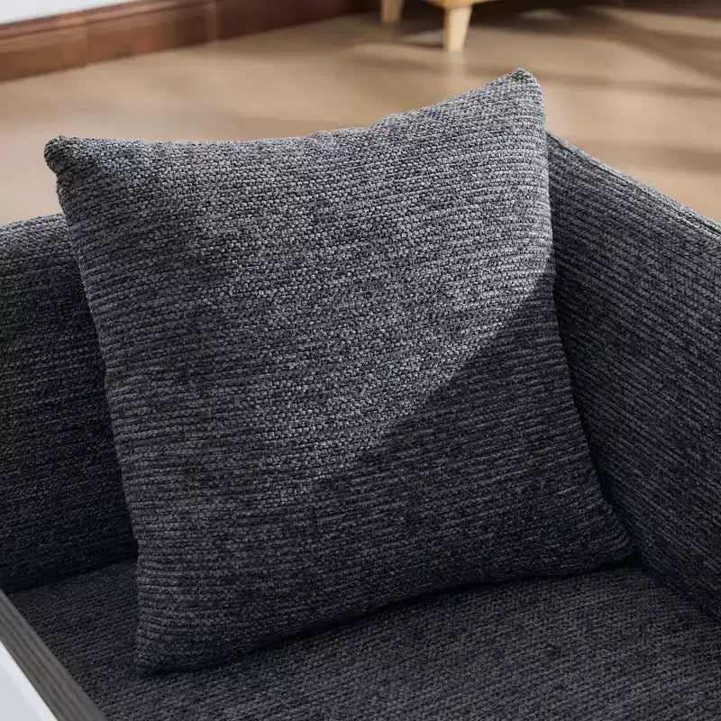 GDFStudio CozyDock Chenille Upholstered Single Sofa with Side Table