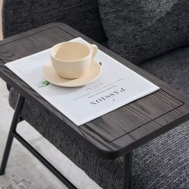 GDFStudio CozyDock Chenille Upholstered Single Sofa with Side Table