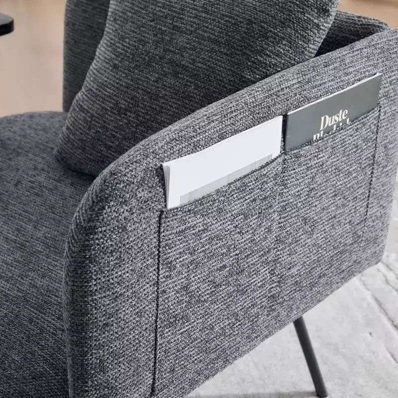 GDFStudio CozyDock Chenille Upholstered Single Sofa with Side Table