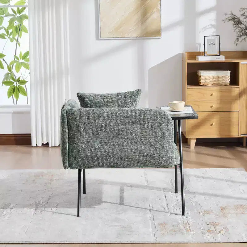 GDFStudio CozyDock Chenille Upholstered Single Sofa with Side Table
