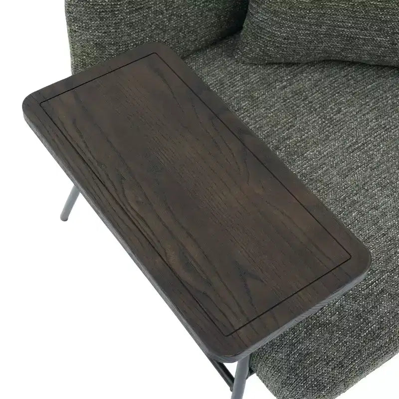 GDFStudio CozyDock Chenille Upholstered Single Sofa with Side Table