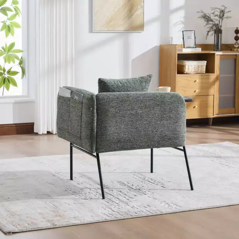 GDFStudio CozyDock Chenille Upholstered Single Sofa with Side Table