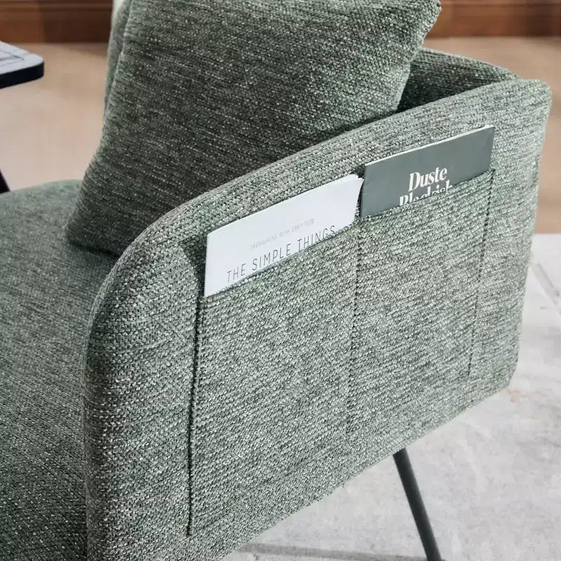 GDFStudio CozyDock Chenille Upholstered Single Sofa with Side Table