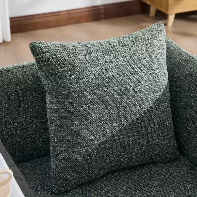 GDFStudio CozyDock Chenille Upholstered Single Sofa with Side Table