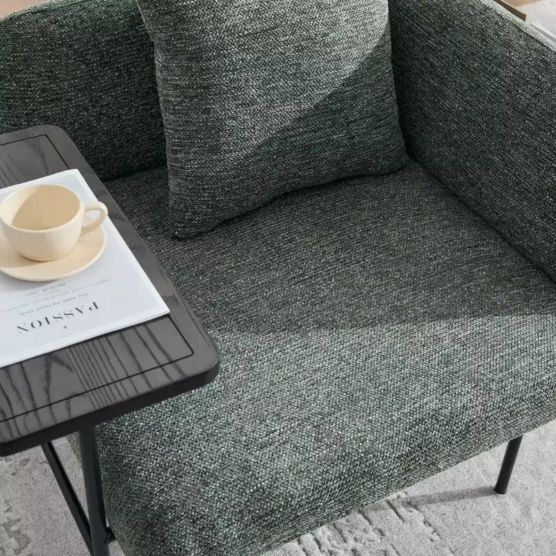GDFStudio CozyDock Chenille Upholstered Single Sofa with Side Table