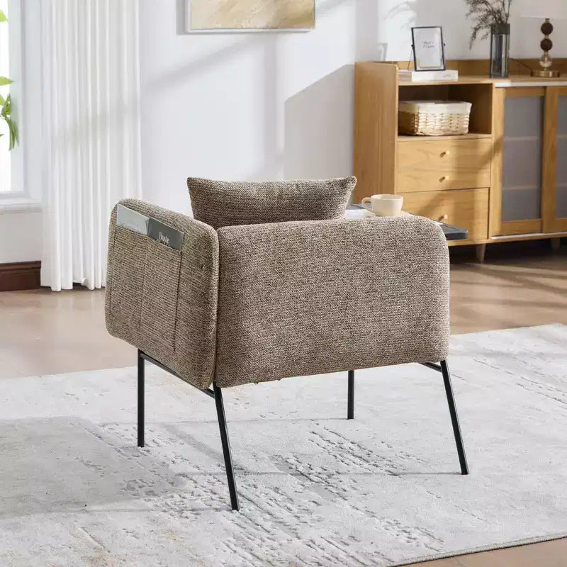 GDFStudio CozyDock Chenille Upholstered Single Sofa with Side Table