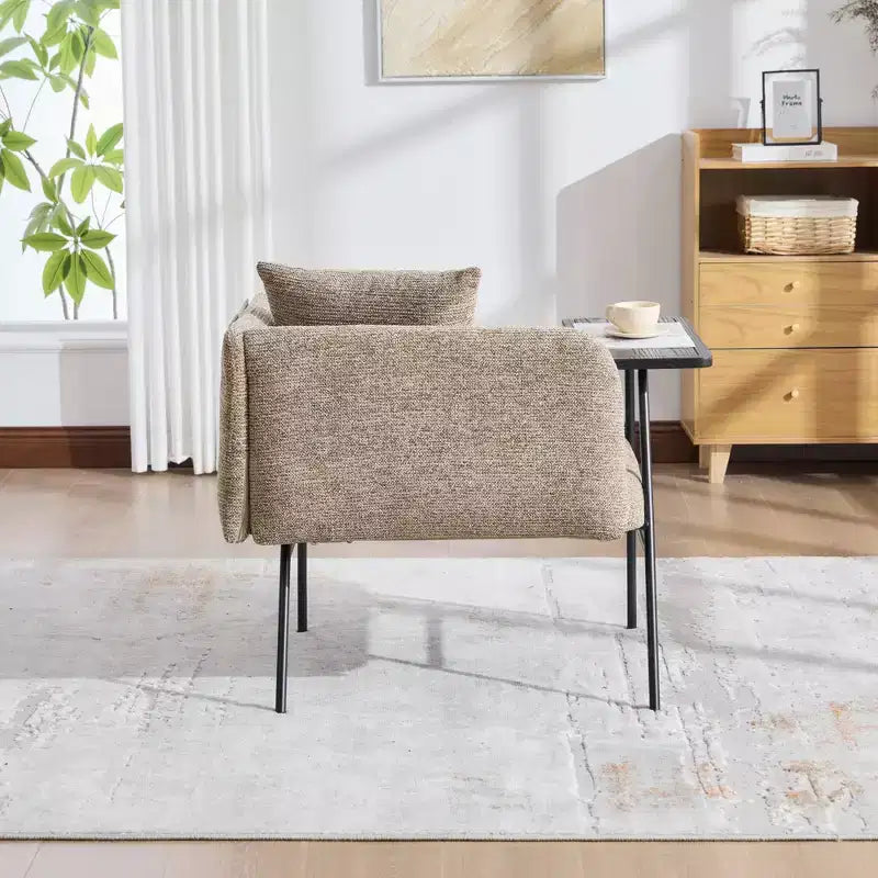 GDFStudio CozyDock Chenille Upholstered Single Sofa with Side Table