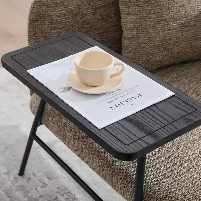 GDFStudio CozyDock Chenille Upholstered Single Sofa with Side Table