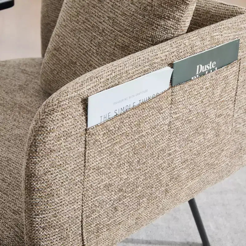 GDFStudio CozyDock Chenille Upholstered Single Sofa with Side Table