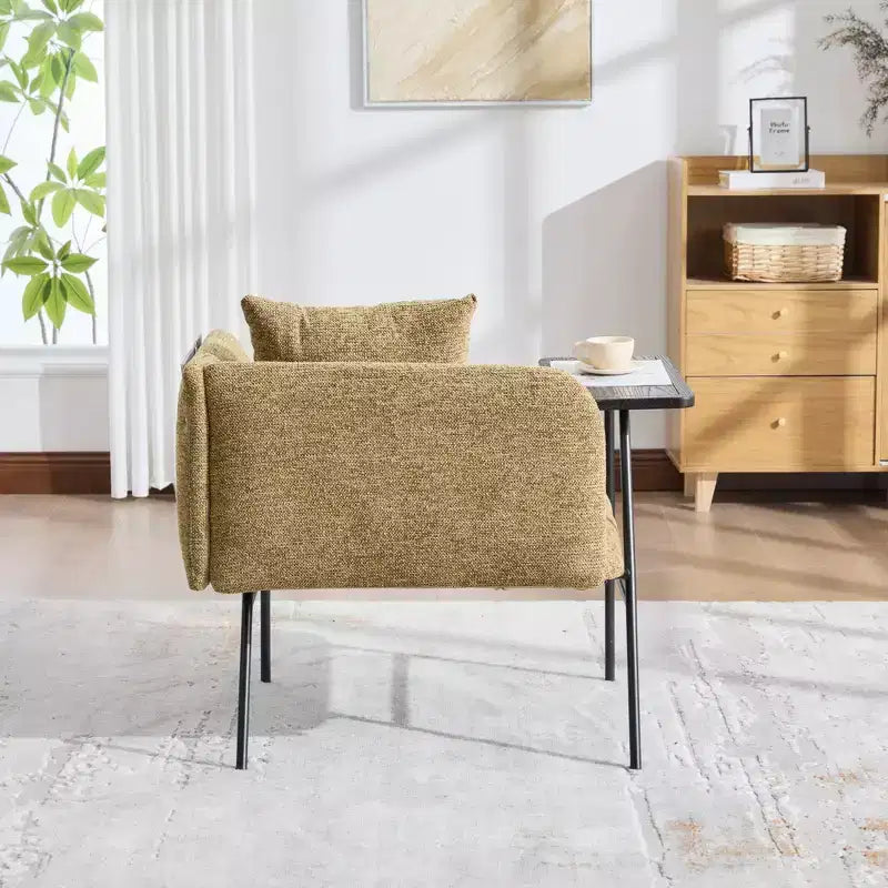 GDFStudio CozyDock Chenille Upholstered Single Sofa with Side Table