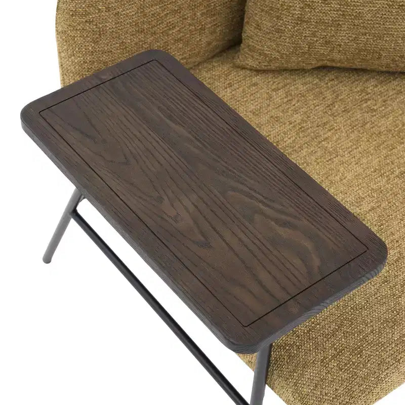 GDFStudio CozyDock Chenille Upholstered Single Sofa with Side Table