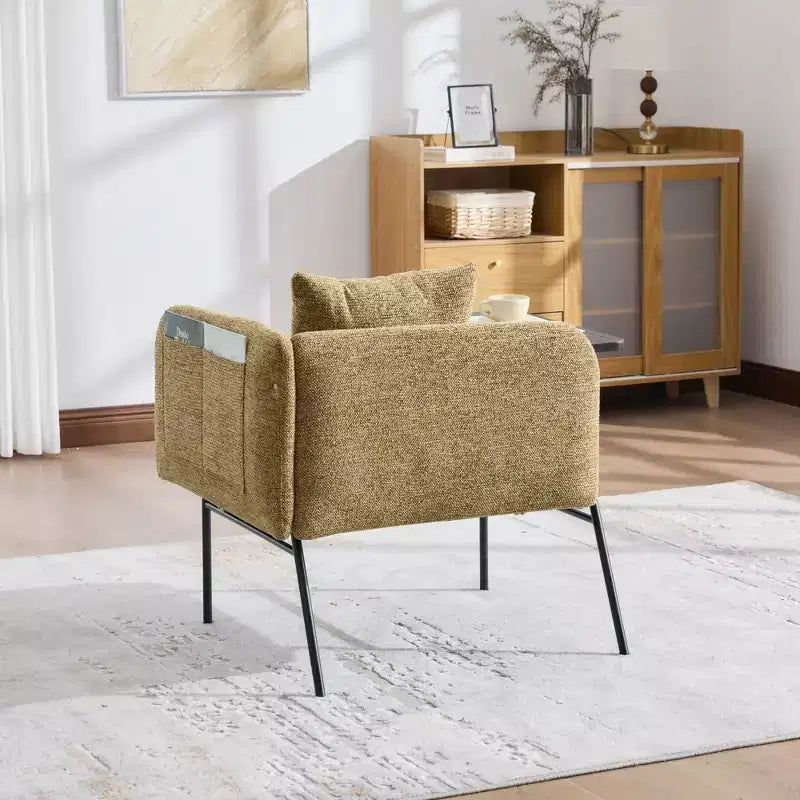 GDFStudio CozyDock Chenille Upholstered Single Sofa with Side Table