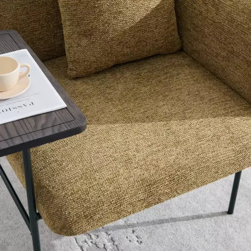 GDFStudio CozyDock Chenille Upholstered Single Sofa with Side Table