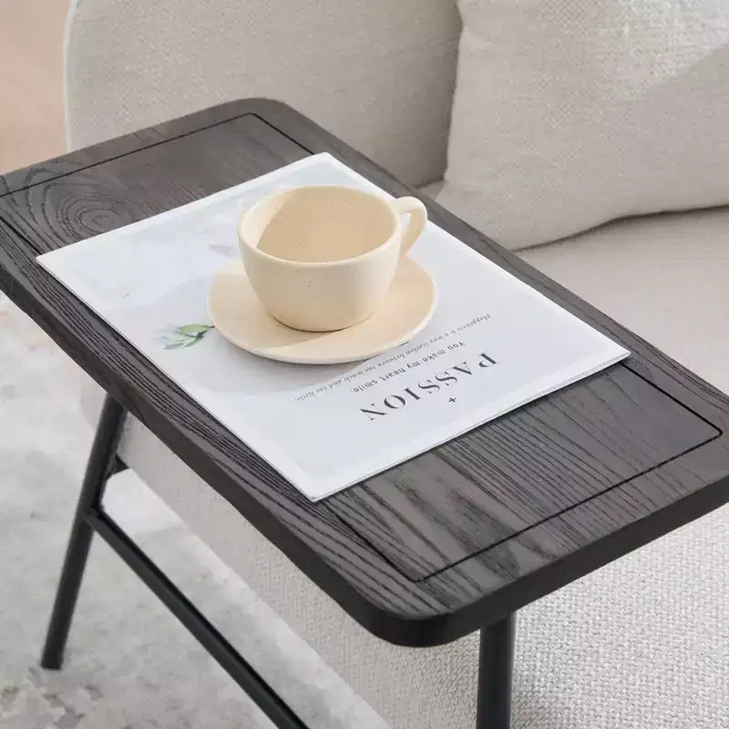GDFStudio CozyDock Chenille Upholstered Single Sofa with Side Table