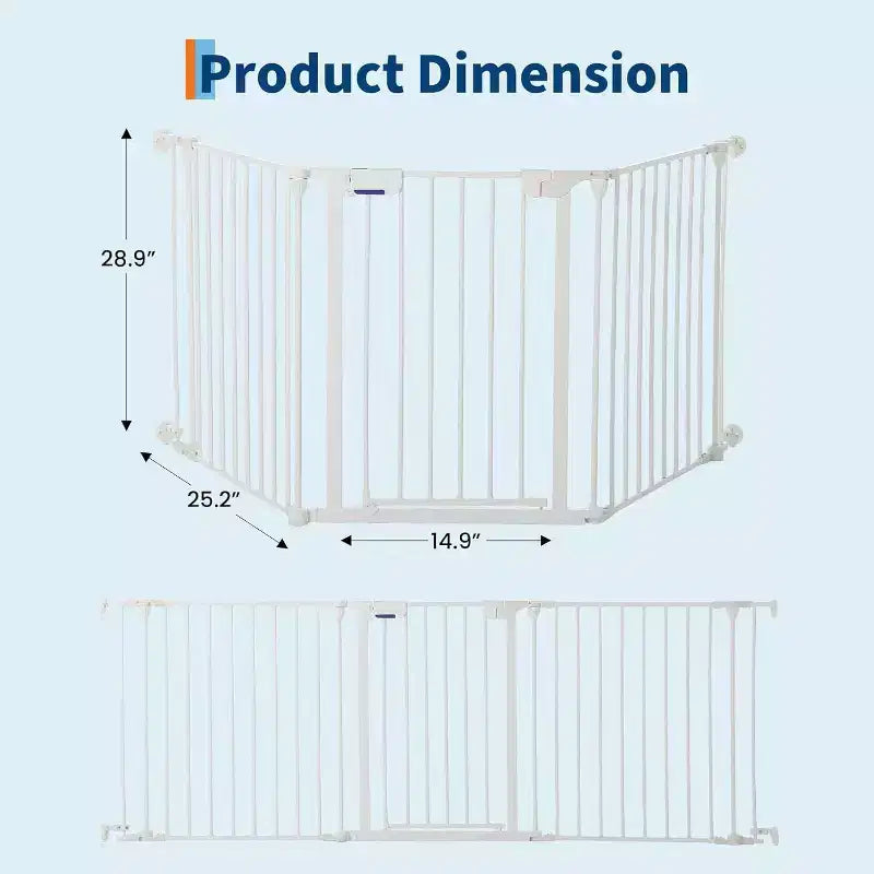 LinTimes Adjustable Pet Gate with Locking Door - Expandable to 201.6 Inches, 3-8 Panel Metal Dog Barrier, Freestanding Home Safety Fence,